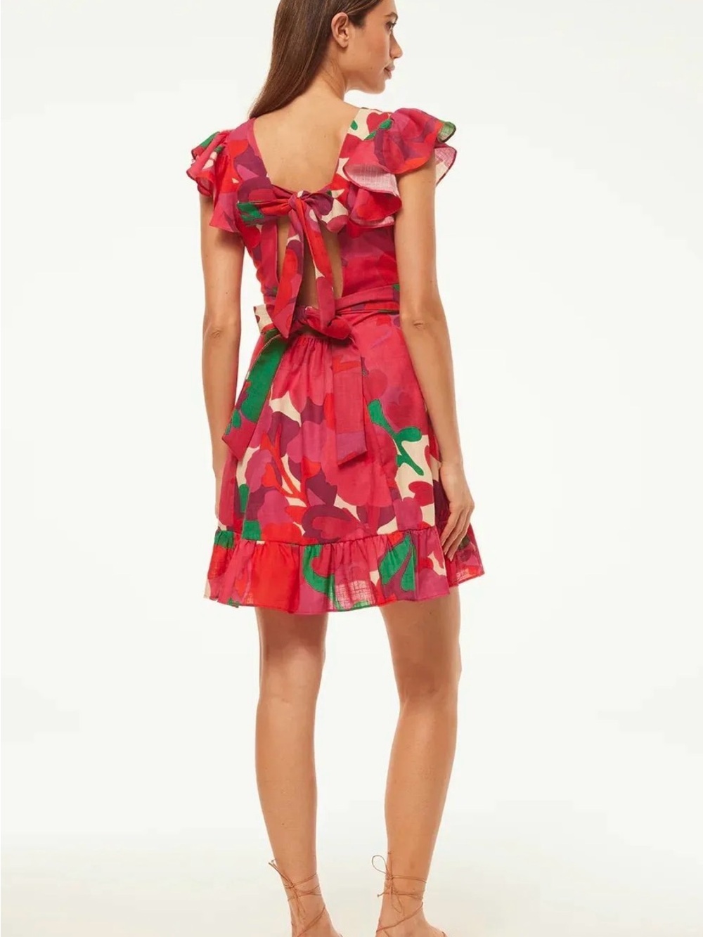 Misa Los Angeles Vibrant Red Floral Print Mini Dress - Picture 2 of 3